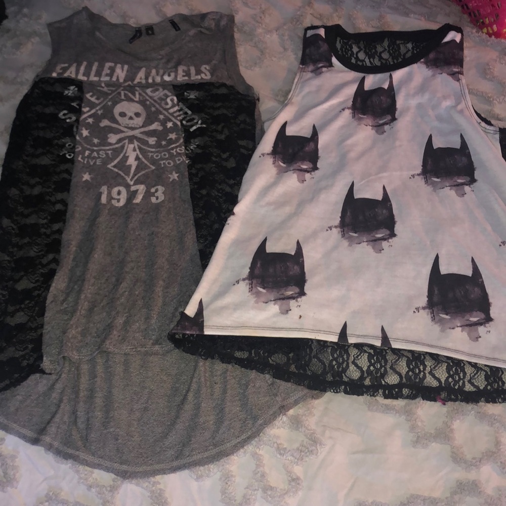 Long very soft flowy tank top bundle with lace